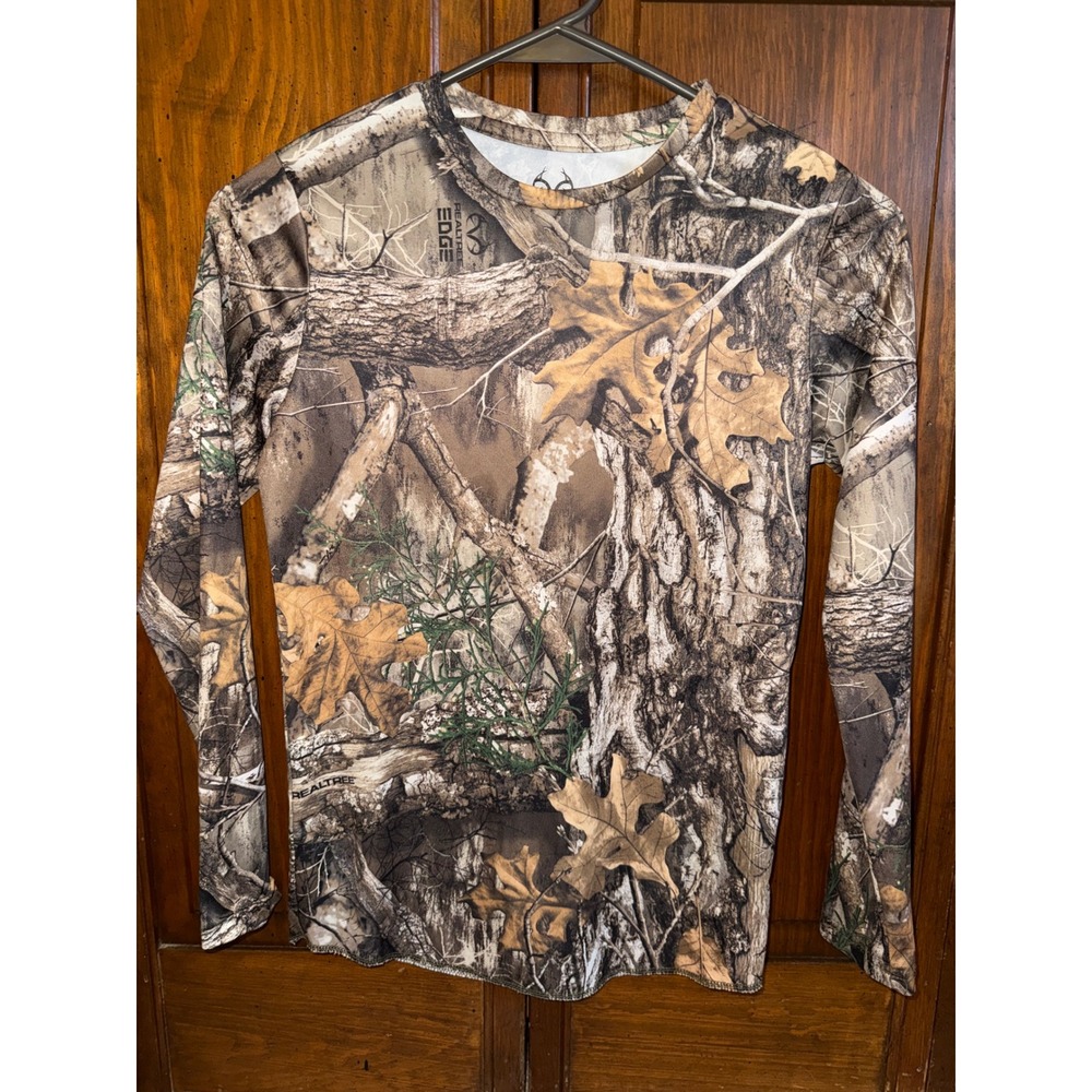 Realtree Edge Camo Long Sleeve Shirt Kids Large 10-12 Hunting Performance Top